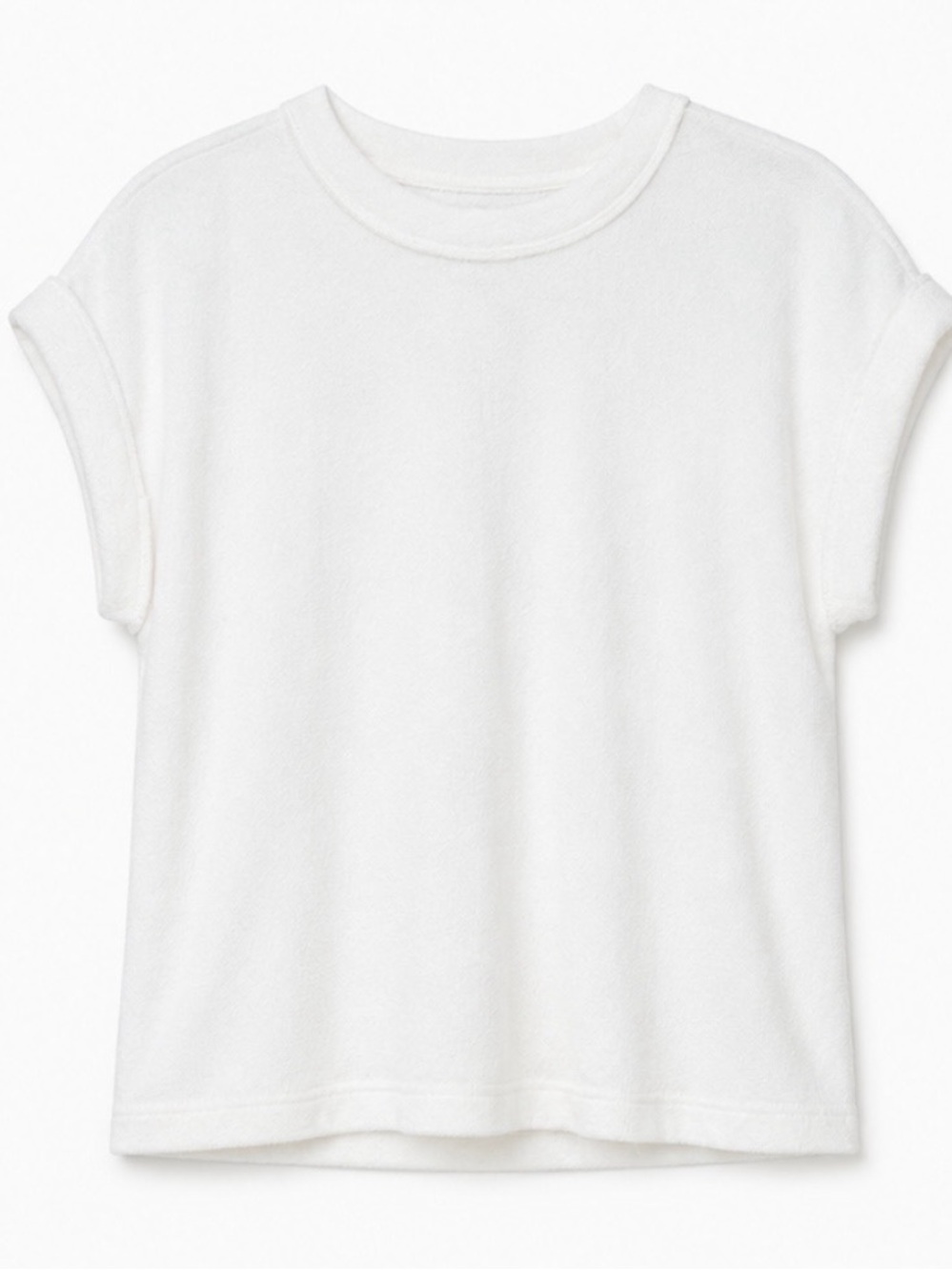 Splendid White Rolled Sleeve Terry Knit Top XS NWT Soft Luxe Tee